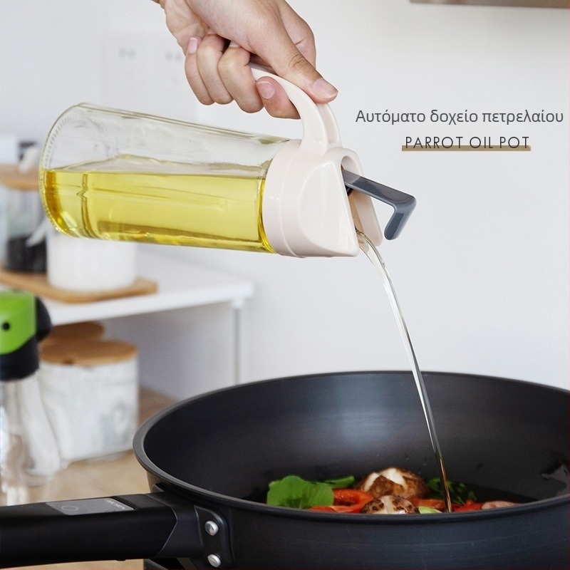 Γυάλινο μπουκάλι λαδιού με αυτόματο άνοιγμα-κλείσιμο — ανθεκτικό στις διαρροές, κουζίνας φιάλη για σόγια σος και ξύδι