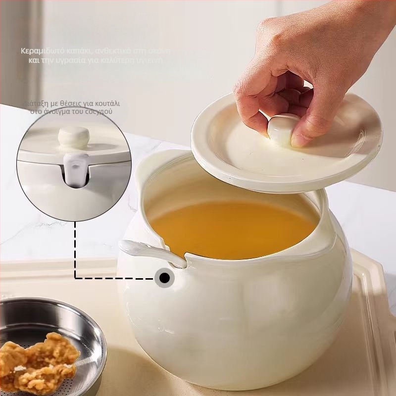 Κεραμικό βάζο λαδιού για χοιρινικό λίπος και έλαιο τσίλι, περιστρεφόμενο, 1 τεμάχιο, μοντέρνος μινιμαλιστικός σχεδιασμός για καρυκεύματα