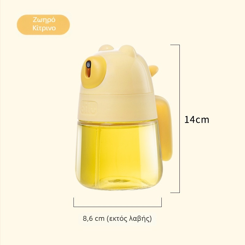 Μπουκάλι λαδιού από γυαλί σε σχήμα αρκούδας, χωρίς σταγόνες, με ψεκασμό κατά διαρροών; μηχανισμός αυτόματου ανοίγματος-κλεισίματος; κατάλληλο για έλαια, ξύδι και σάλτσες; μοντέρνο μινιμαλιστικό σχέδιο