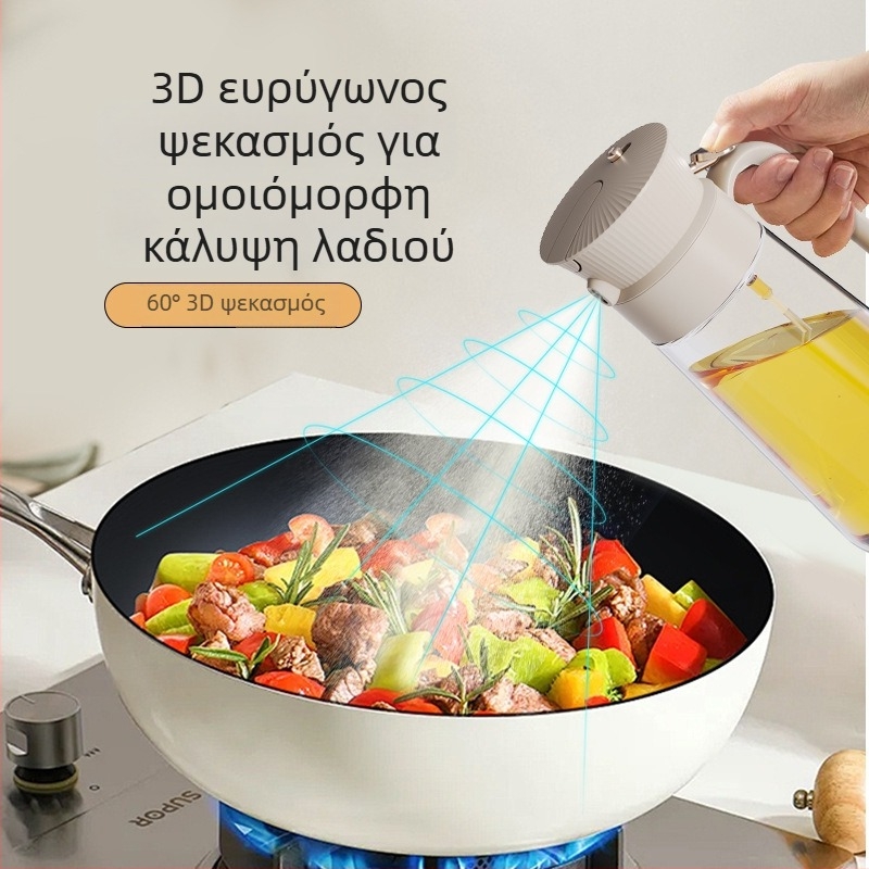 Γυάλινο διπλής χρήσης δοχείο λαδιού με δυνατότητα ψεκασμού και μπουκάλι καρύκευμα, αυτόματη λειτουργία ανοίγματος-κλεισίματος, σχεδιασμός 2-σε-1, μοντέρνο μινιμαλιστικό στυλ