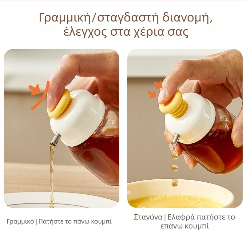 Γυάλινο μπουκάλι σησαμέλαιο με μηχανισμό πιεστικού διανομέα για ακριβή δοσολογία – κουζίνας μπουκάλι για καρυκεύματα