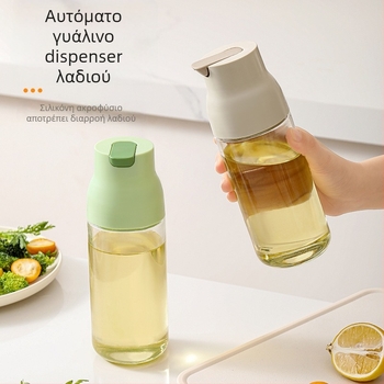 Tuoke γυάλινο μπουκάλι λαδιού με σχεδίαση βαρύτητας, αυτόματη λειτουργία ανοίγματος-κλεισίματος, αδιάβροχο και με μεγάλη χωρητικότητα για λάδι και καρυκεύματα.