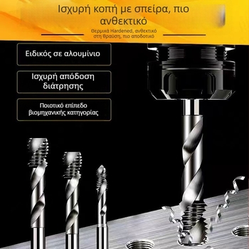 Διφλευμένος σπειροειδής τάπ για αλουμίνιο για μηχανές, M3–M12, Brand: Jingda Tools