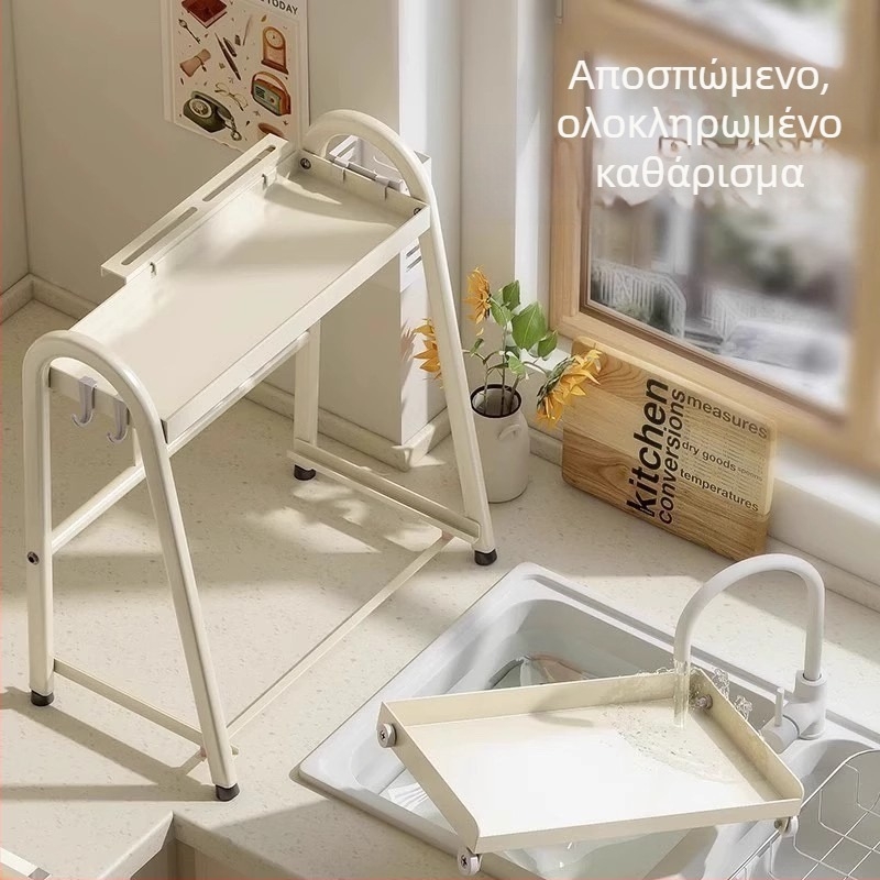 Ράφι μπαχαρικών κουζίνας με συρόμενο χώρο αποθήκευσης, από ανθρακούχο ατσάλι, χωρίς διάτρηση, πολυεπίπεδος οργανωτής, θήκη αλατιού — Fengtuo