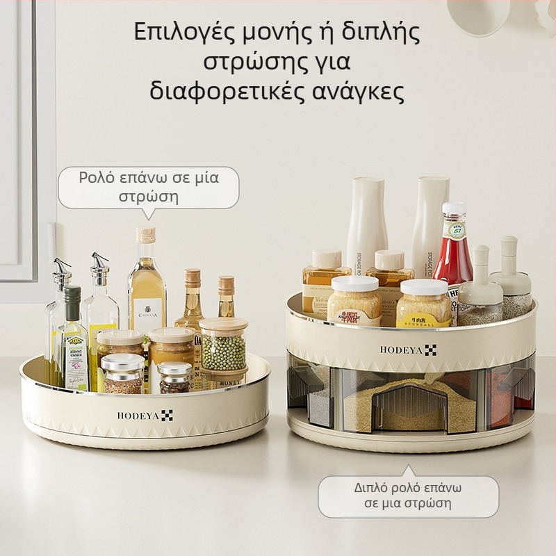 360° περιστρεφόμενο ράφι μπαχαρικών για πάγκο με διπλό επίπεδο (πλαστικό)
