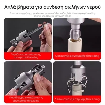 Εργαλείο βιδώματος σωληνώσεων με ενσωματωμένη εσωτερική και εξωτερική βίδωμα για PPR σωλήνες