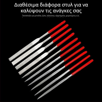 Σετ αρχείων ξυλουργίας από ατσάλι, επίπεδη διατομή, χοντρά δόντια, λαβή Ø6 mm