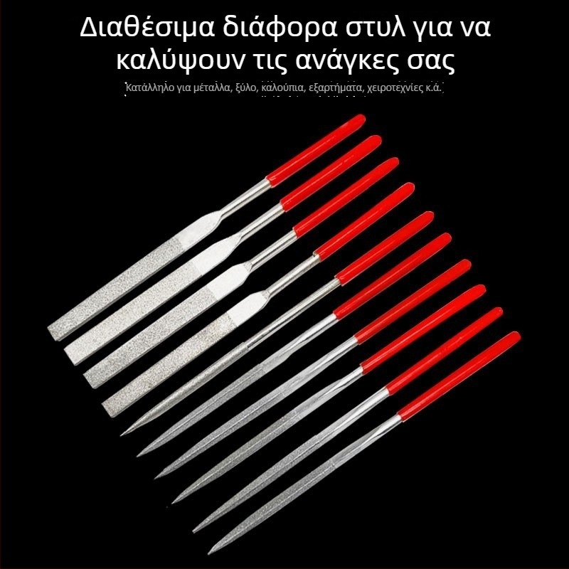 Σετ αρχείων ξυλουργίας από ατσάλι, επίπεδη διατομή, χοντρά δόντια, λαβή Ø6 mm