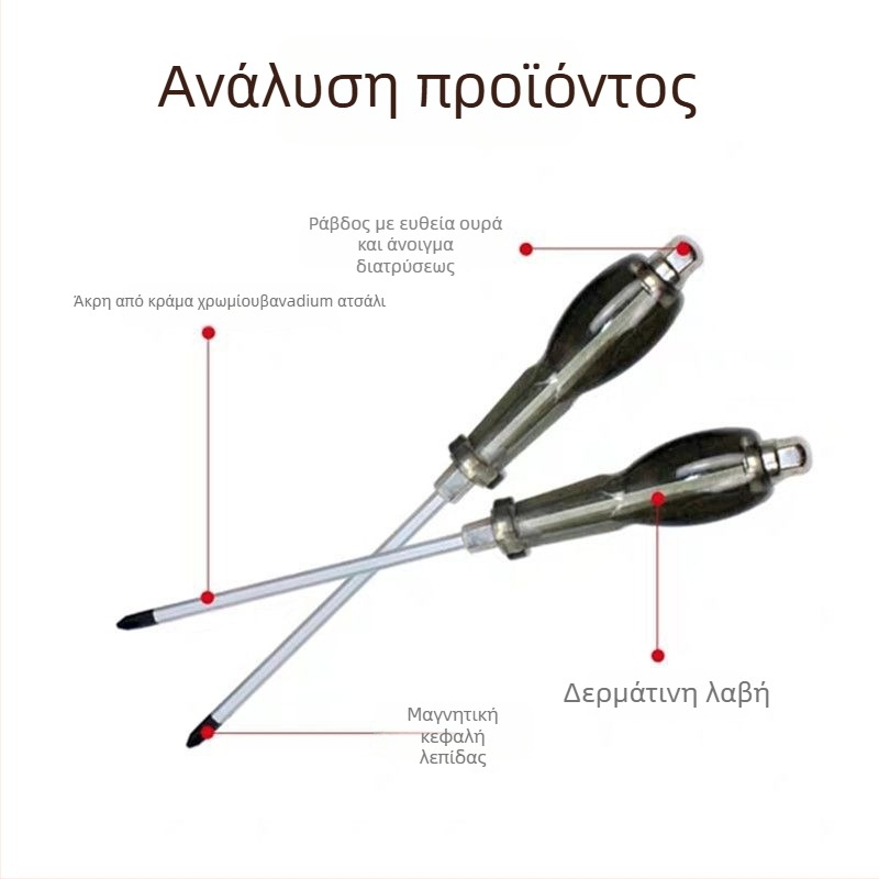 Βιομηχανικού επιπέδου μαγνητικό κατσαβίδι με κεφαλή σταυρού, Walden, χρωμο-βανadiου ατσάλι, πλαστική λαβή, χωρίς μόνωση