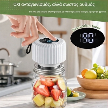 Συσκευή κενού σφράγισης Mason jar, USB τροφοδοσία, ABS περίβλημα, 5W, 3.7V, χωρητικότητα 500–1000 ml