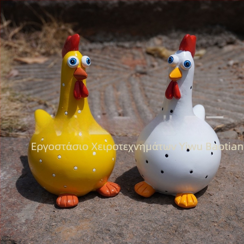 Διακοσμητικό κήπου από ρητίνη σε σχήμα κοτόπουλου – μοντέρνο μινιμαλιστικό στυλ, συσκευασία σε χαρτόνι