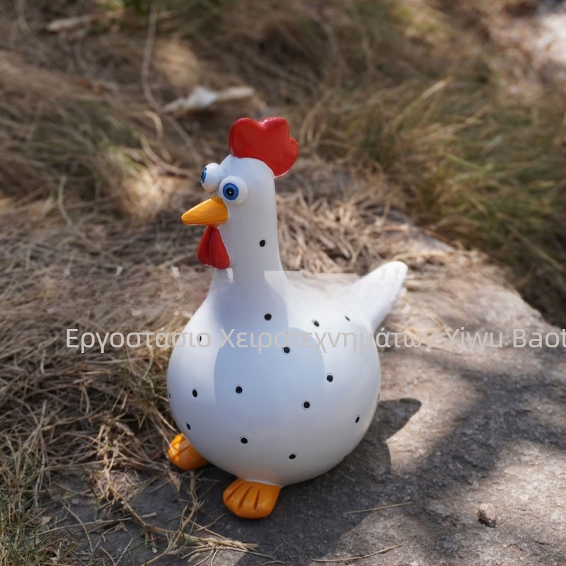 Διακοσμητικό κήπου από ρητίνη σε σχήμα κοτόπουλου – μοντέρνο μινιμαλιστικό στυλ, συσκευασία σε χαρτόνι