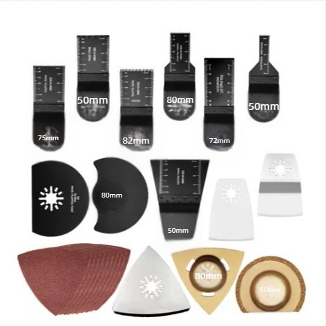 Σετ δίσκων πριονιού, 24 τεμάχια, καθολικό, με πολυλειτουργικά εξαρτήματα ταλαντώσεων και σύνδεσμο με κλειστή οπή; Υλικό: κράμα χρωμίου υψηλού άνθρακα (HCS)