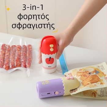 Τρία σε ένα φορητό μηχάνημα κενού για οικιακή συσκευασία τροφίμων — Μάρκα: Yili, Μοντέλο: YL021, Συσκευασία: 100 τεμ./κουτί, Στυλ: Μοντέρνο Μινιμαλιστικό