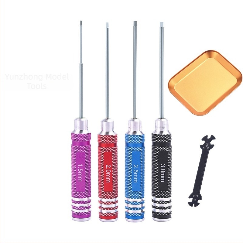 Σετ εξαγωνικών κατσαβιδιών για μοντέλα αεροπλάνων και αυτοκινήτων, με επίστρωση τιτανίου και σκληρυμένο χάλυβα, πολλαπλών χρήσεων για αποσυναρμολόγηση και συναρμολόγηση, συμπεριλαμβάνει κλειδί και θήκη εργαλείων