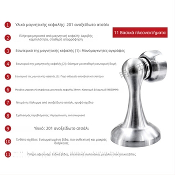 Qiangu 814 μαγνητικός stopper πόρτας από ανοξείδωτο χάλυβα, επίτοιχος, φινίρισμα με βούρτσα, μοντέρνος σχεδιασμός