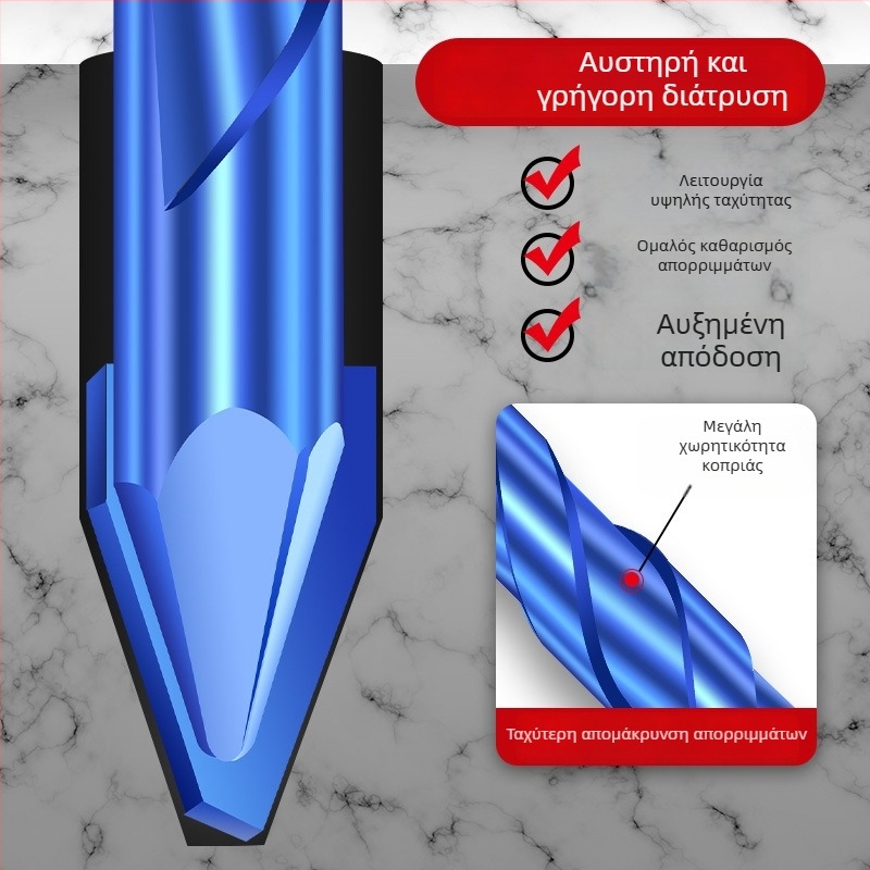 Matsuaki Τρυπάνι με εκκεντρικό σχεδιασμό, κεφαλή κεκλιμένη, μαγνητικό, τριγωνικό για πλακάκια και σκυρόδεμα