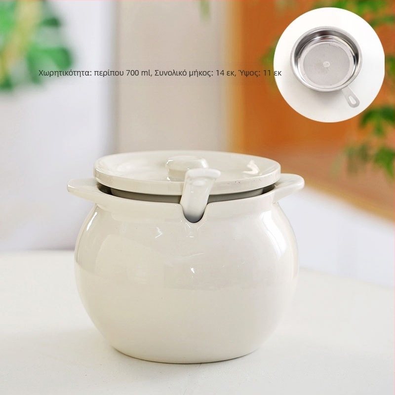 Κεραμικός κάδος λαδιού με καπάκι και χερούλι, βάζο τσίλι λαδιού, στυλ κινεζικής απλότητας