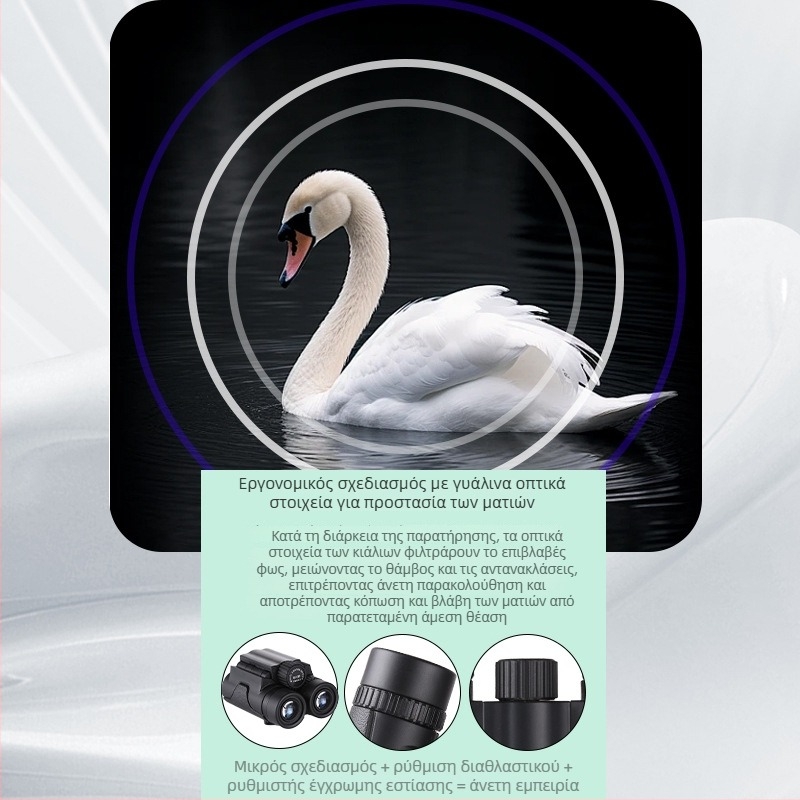 Kingopt Φορητά κιάλια 6x21 και 8x21, αναδιπλούμενα, HD για την παρατήρηση πουλιών, πεδίο θέασης 8.5°/6.5°