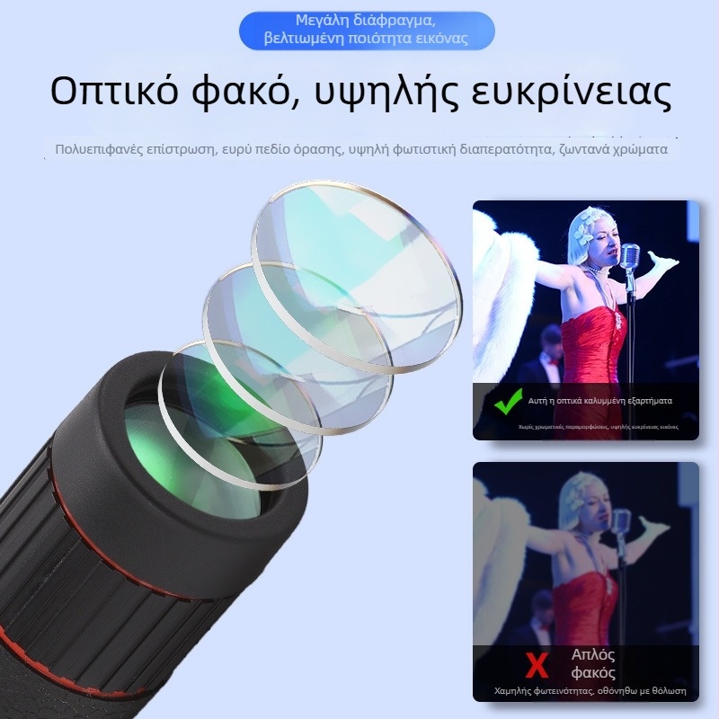 Τηλεφακός κινητού με 18× μεγέθυνση, μονοκλινικό τηλεσκόπιο, σταθεροποίηση εικόνας, για συναυλίες