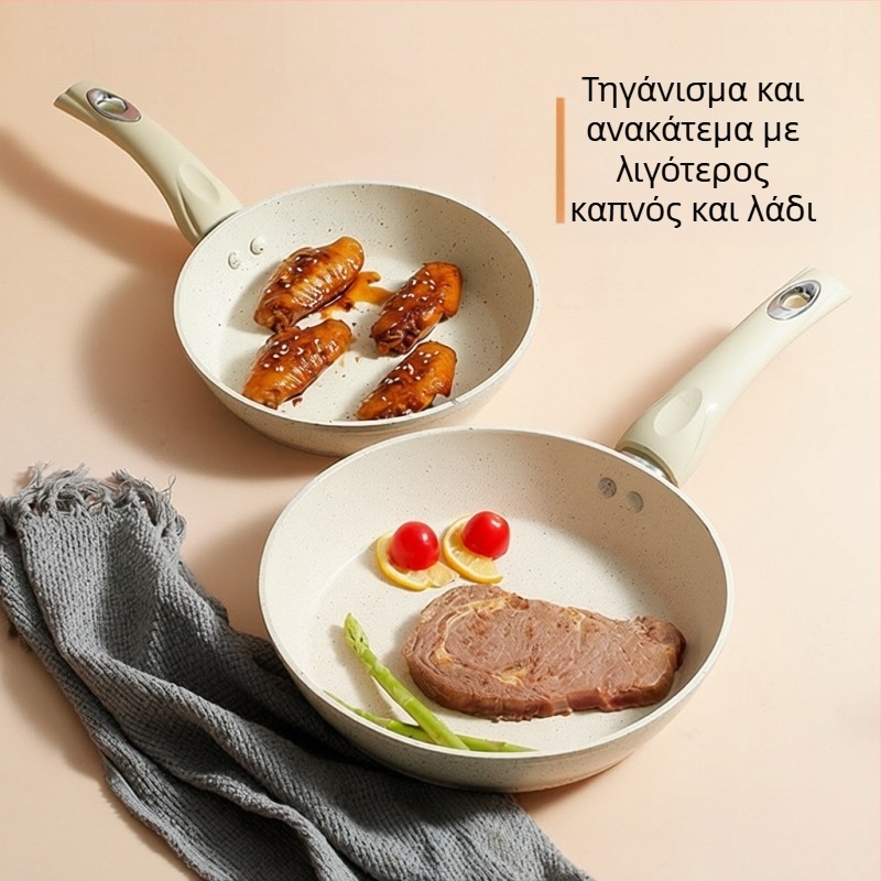 Cool Neighbor τηγάνι τηγανίσματος με αντικολλητική επίστρωση, αλουμίνιο, χωρίς καπνό, διπλή βάση, βάθος 4,5 εκ