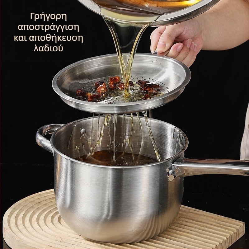 Κατσαρόλα τηγανίσματος και ατμού από ανοξείδωτο χάλυβα 316 με σουρωτήρι, καπάκι από ανοξείδωτο, μονή βάση, συμβατή με όλες τις εστίες