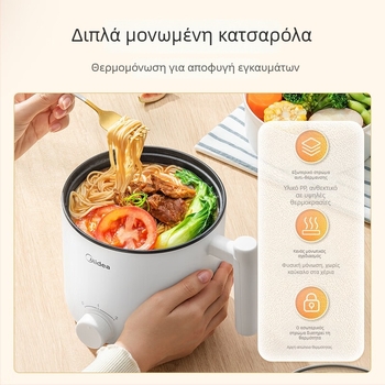 Midea XZE1612 2L Ηλεκτρική Κατσαρόλα 2 σε 1 με Εσωτερικό Δοχείο από Ιατρική Πέτρα και Λειτουργία Γκριλ/Shabu-Shabu
