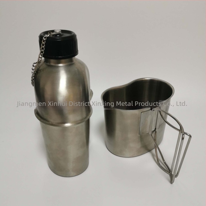 Σετ βραστήρα και φλυτζανιού από ανοξείδωτο χάλυβα 304 – 1,3 L βραστήρας με 0,8 L φλυτζάνι, φορητό εξωτερικό σε στιλ στρατιωτικό