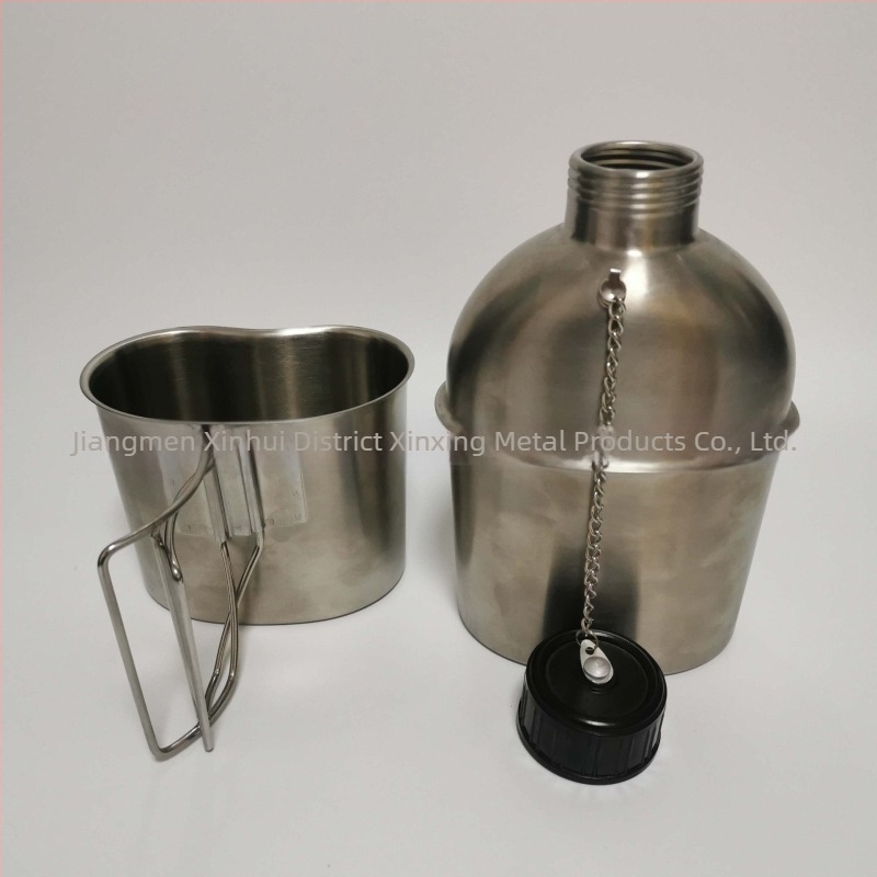 Σετ βραστήρα και φλυτζανιού από ανοξείδωτο χάλυβα 304 – 1,3 L βραστήρας με 0,8 L φλυτζάνι, φορητό εξωτερικό σε στιλ στρατιωτικό