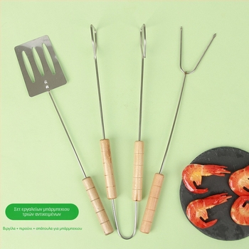 Dongsheng Πιρούνι για μπάρμπεκιου από ανοξείδωτο ατσάλι — Ακανόνιστο σετ τριών τεμαχίων, πολυλειτουργικά εργαλεία ψησίματος