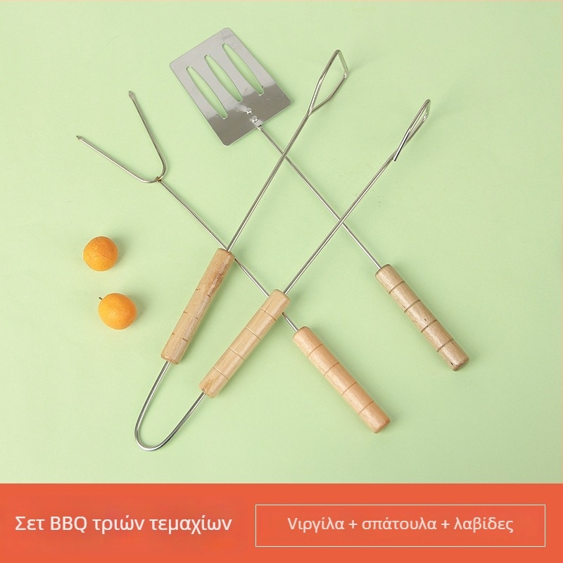 Dongsheng Πιρούνι για μπάρμπεκιου από ανοξείδωτο ατσάλι — Ακανόνιστο σετ τριών τεμαχίων, πολυλειτουργικά εργαλεία ψησίματος