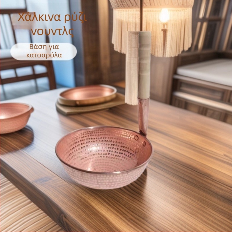 Χάλκινη κατσαρόλα για ρυζό νουντλς, κινεζικού στυλ, χειροποίητο χερούλι, συμβατή με γκάζι, βράζει και σιγοβράζει