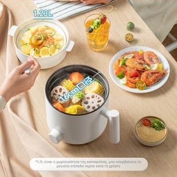 Midea ηλεκτρικό μαγειρευτικό με αντικολλητικό εσωτερικό δοχείο, χωρητικότητα έως 2 L, για 2–3 άτομα, έλεγχος με περιστροφικό διακόπτη, μοντέλο XZE1613