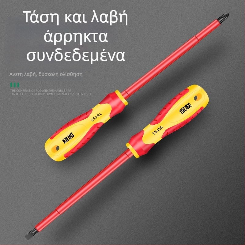 Απομονωμένη κατσαβίδα με κεφαλές Phillips, επίπεδη και Pozidriv — ισχυρός μαγνήτης, χάλυβας άνθρακα, για ηλεκτρολόγους