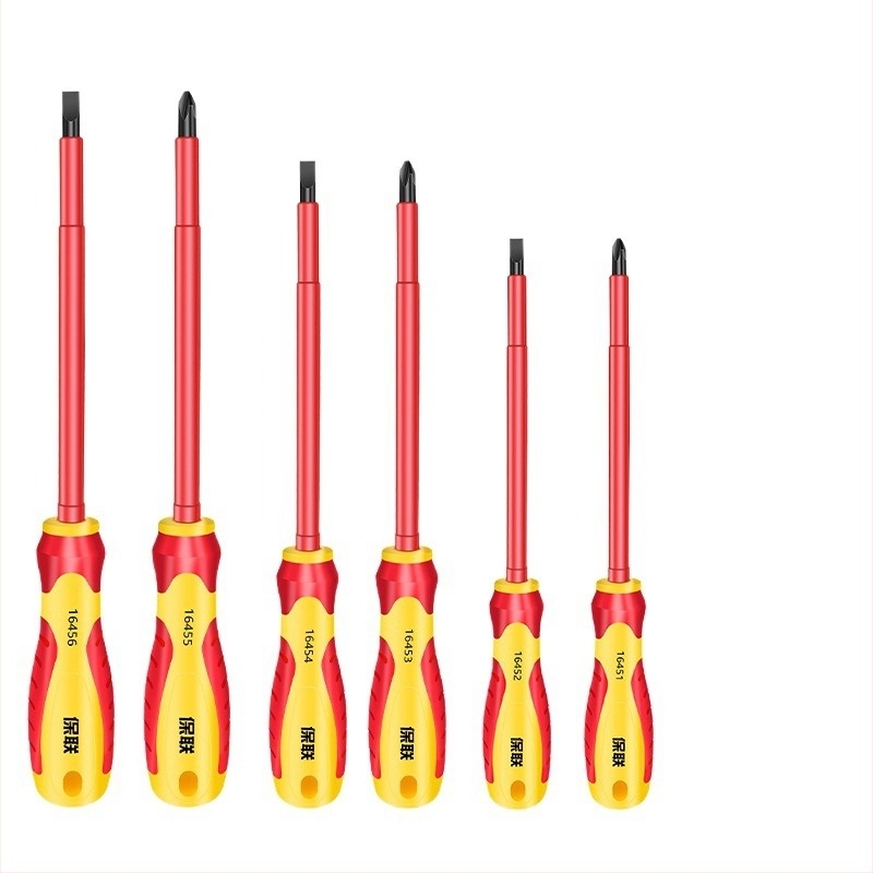 Απομονωμένη κατσαβίδα με κεφαλές Phillips, επίπεδη και Pozidriv — ισχυρός μαγνήτης, χάλυβας άνθρακα, για ηλεκτρολόγους