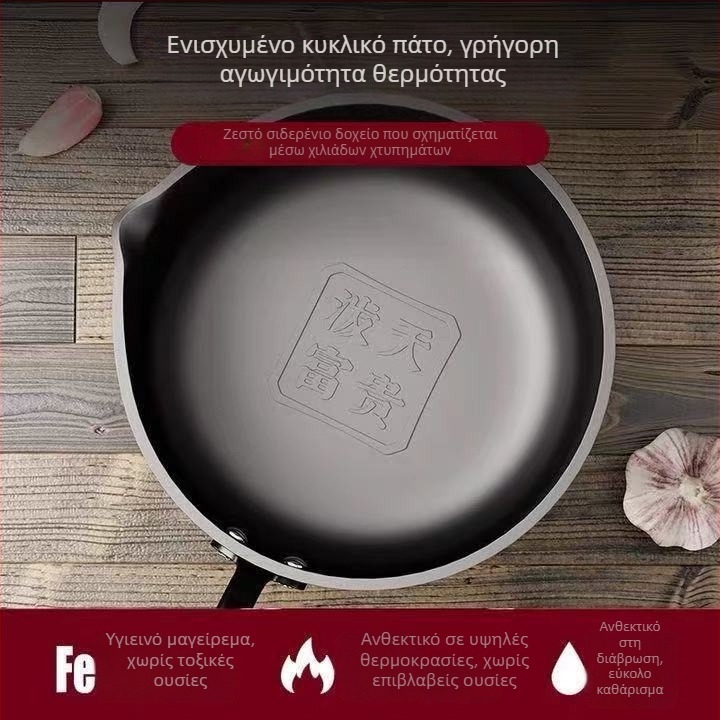 Μικρό σκεύος λαδιού από φινιρισμένο σίδηρο, μοντέλο PTFG-01, βάθος 7 cm, χωρίς καπάκι