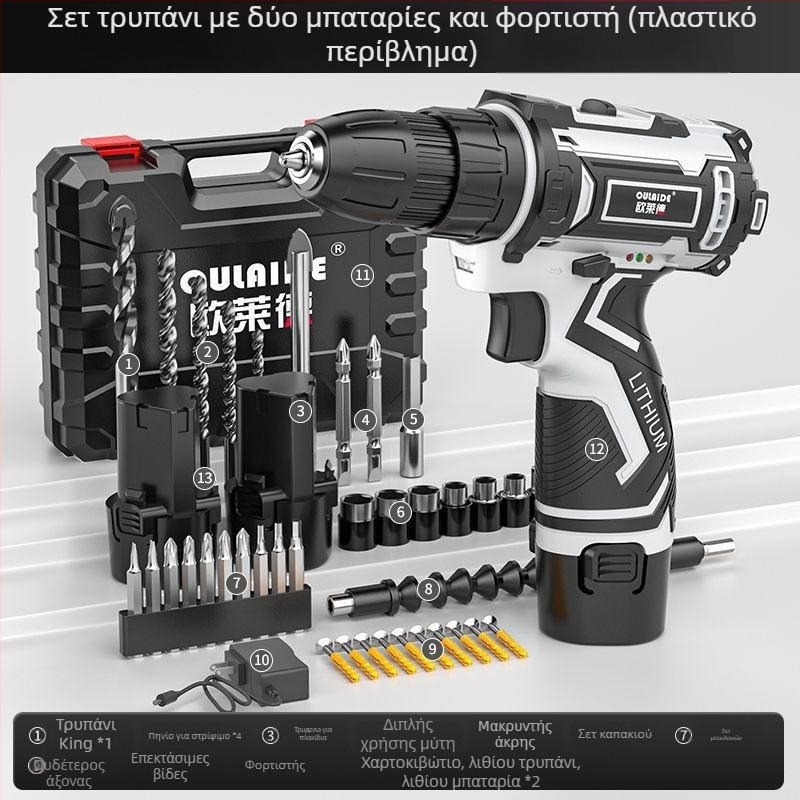 Χωρίς ψήκτρες φορητό τρυπάνι υψηλής ισχύος, διπλής χρήσης τροφοδοσία (φόρτιση ή σύνδεση), επαναφορτιζόμενη μπαταρία λιθίου και πολυλειτουργική ηλεκτρική κατσαβίδα