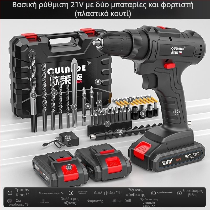 Χωρίς ψήκτρες φορητό τρυπάνι υψηλής ισχύος, διπλής χρήσης τροφοδοσία (φόρτιση ή σύνδεση), επαναφορτιζόμενη μπαταρία λιθίου και πολυλειτουργική ηλεκτρική κατσαβίδα