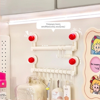 Τοίχος-μονταρισμένος ράφι κουζίνας με βεντούζες, χωρίς τρύπες, πολυλειτουργική αποθήκευση σκευών (κουτάλες, σπάτουλες). Υλικό: PP+PET; Βάρος: 300 g; Φινίρισμα: σπρέι βαμμένο; Στυλ: μοντέρνο μινιμαλιστικό