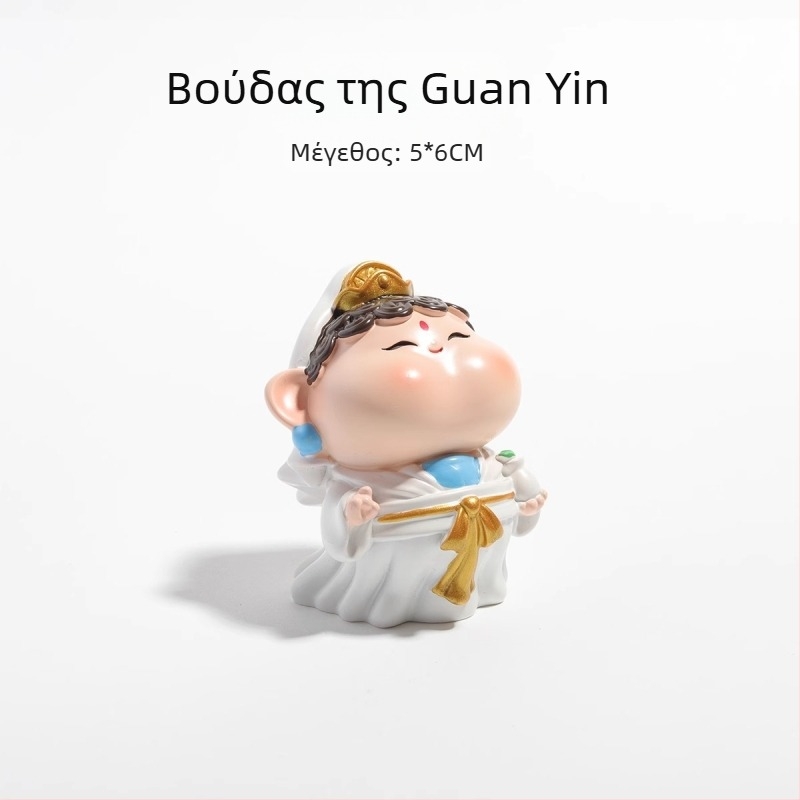 Διακοσμητικό γραφείου Αμίταμπα Βούδας και Θεός του Πλούτου, ρητίνη, γλυκό στυλ, δώρο για συμμαθητή — γενέθλια ή Χριστούγεννα