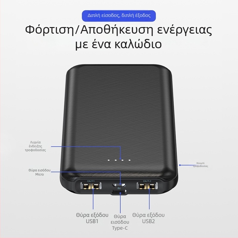 U68 Power Bank 10000mAh με γρήγορη φόρτιση 2.4A και πολλαπλές θύρες USB