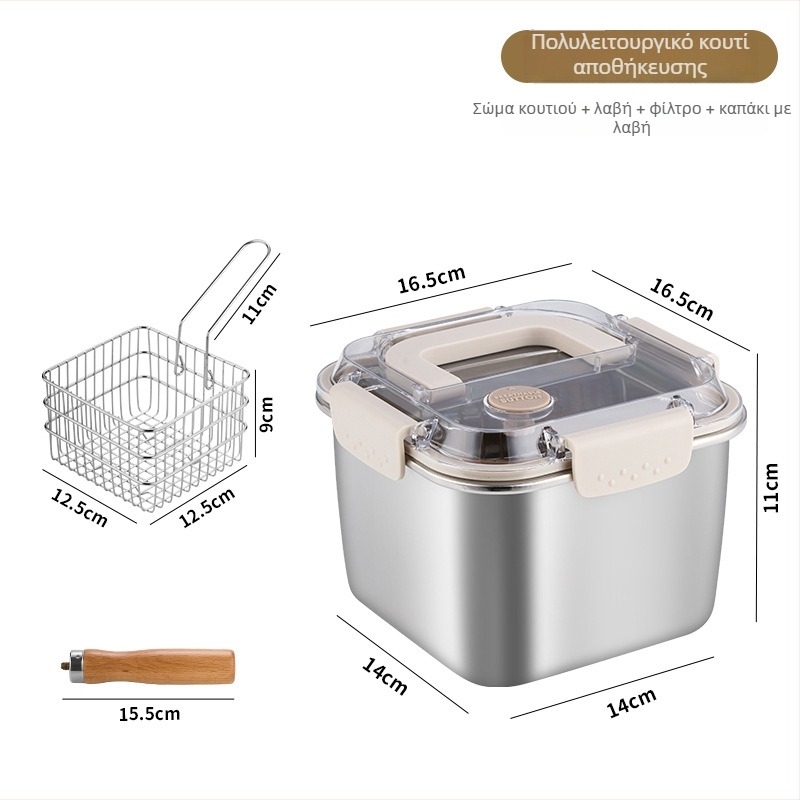 Τετράγωνη κατσαρόλα από ανοξείδωτο ατσάλι, πολυλειτουργική, κορεατικό στυλ, για βράσιμο και τηγάνισμα