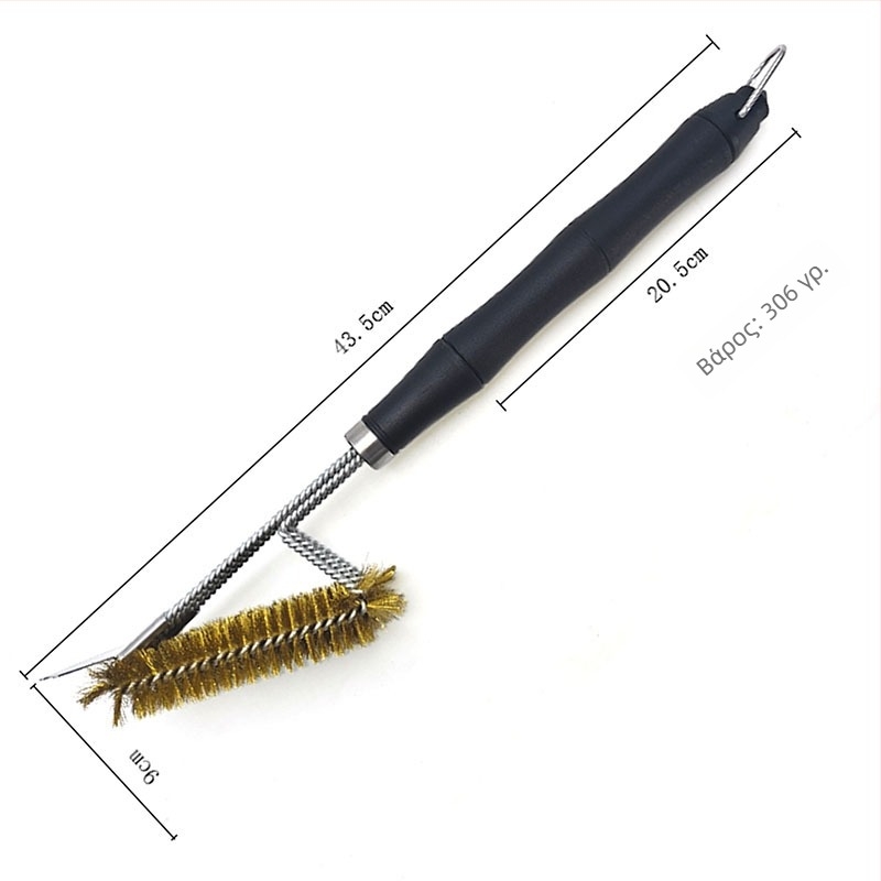 BBQ βούρτσα καθαρισμού με αποσπώμενο PP χερούλι, μεταλλική τρίχα για γκριλ και διχτυών φούρνου