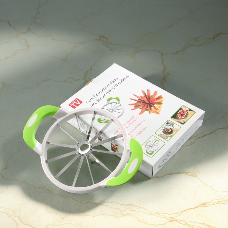 Κοπτήρας καρπουζιού και πεπονιού με λαβή από καουτσούκ και λεπίδα από ανοξείδωτο ατσάλι 430 – Πολυλειτουργικός διαχωριστής φρούτων, μοντέρνος μινιμαλιστικός σχεδιασμός