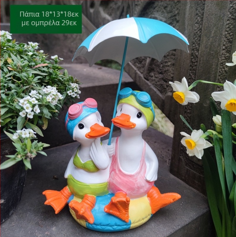 Χειροποίητο βαμμένο αγαλματάκιπάπιας από συνθετική ρητίνη για εξωτερικό κήπο – κατάλληλο για αυλή, βεράντα και μπαλκόνι, ανθεκτικό στις καιρικές συνθήκες