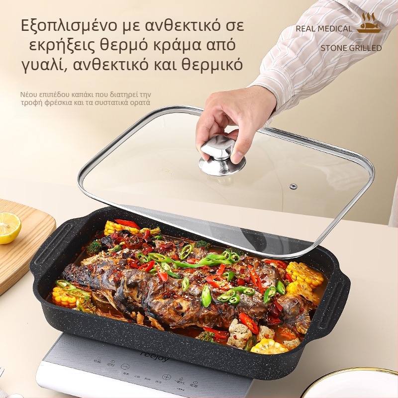 Δίσκος ψησίματος ψαριών, τετράγωνος από σίδηρο, επίστρωση με ηλεκτροφόρηση, αναδιπλούμενος, Premium ποιότητα