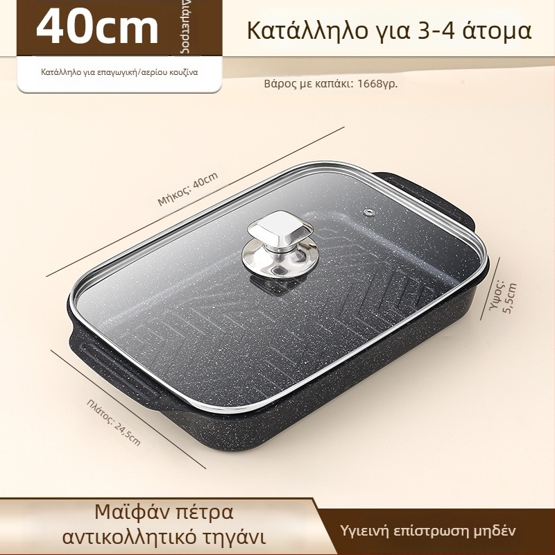 Δίσκος ψησίματος ψαριών, τετράγωνος από σίδηρο, επίστρωση με ηλεκτροφόρηση, αναδιπλούμενος, Premium ποιότητα