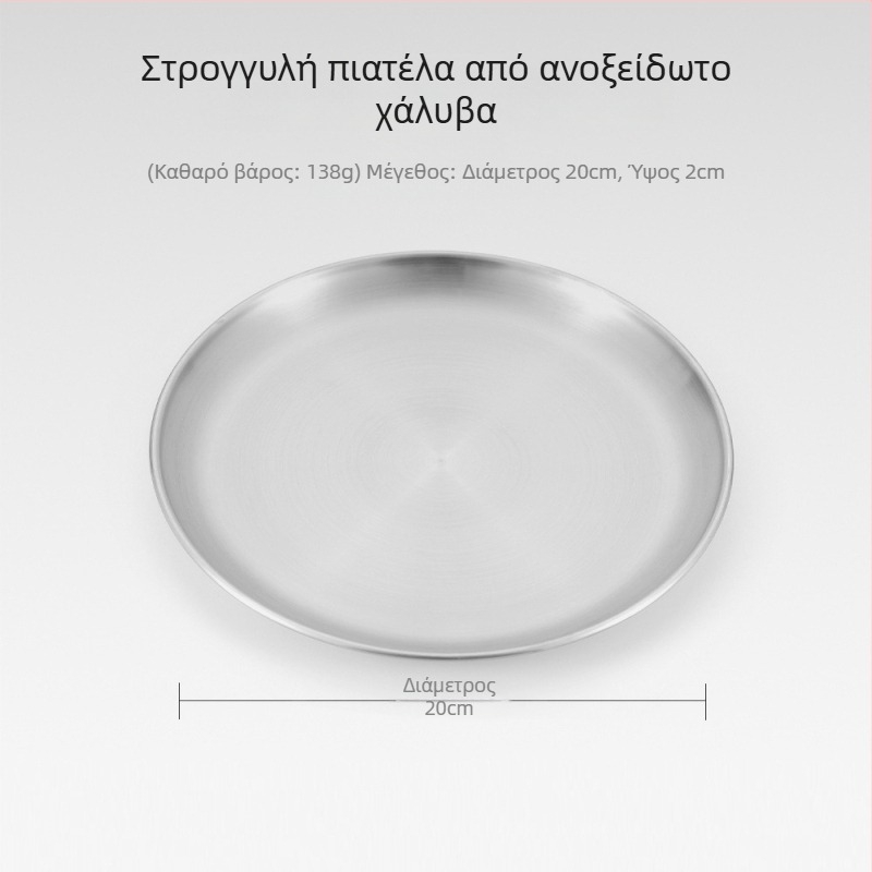 Σετ από ανοξείδωτο ατσάλι για υπαίθριο πικνίκ – πέντε τεμάχια κυκλικές ρηχές πιάτες, φορητό, θερμοανθεκτικό για κατασκήνωση και μπάρμπεκιου