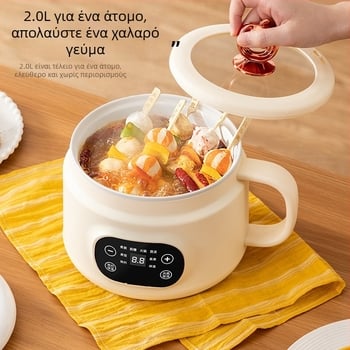 Μίνι ηλεκτρικός μαγειρευτής με ενσωματωμένο σχέδιο, χωρητικότητα 2 L, θέρμανση ατμού, έλεγχος με μικροεπεξεργαστή και έξυπνο χρονόμετρο για 2–3 άτομα