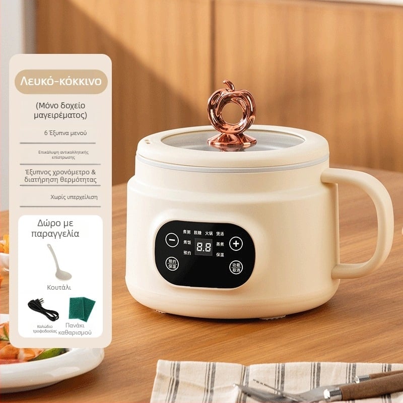 Μίνι ηλεκτρικός μαγειρευτής με ενσωματωμένο σχέδιο, χωρητικότητα 2 L, θέρμανση ατμού, έλεγχος με μικροεπεξεργαστή και έξυπνο χρονόμετρο για 2–3 άτομα